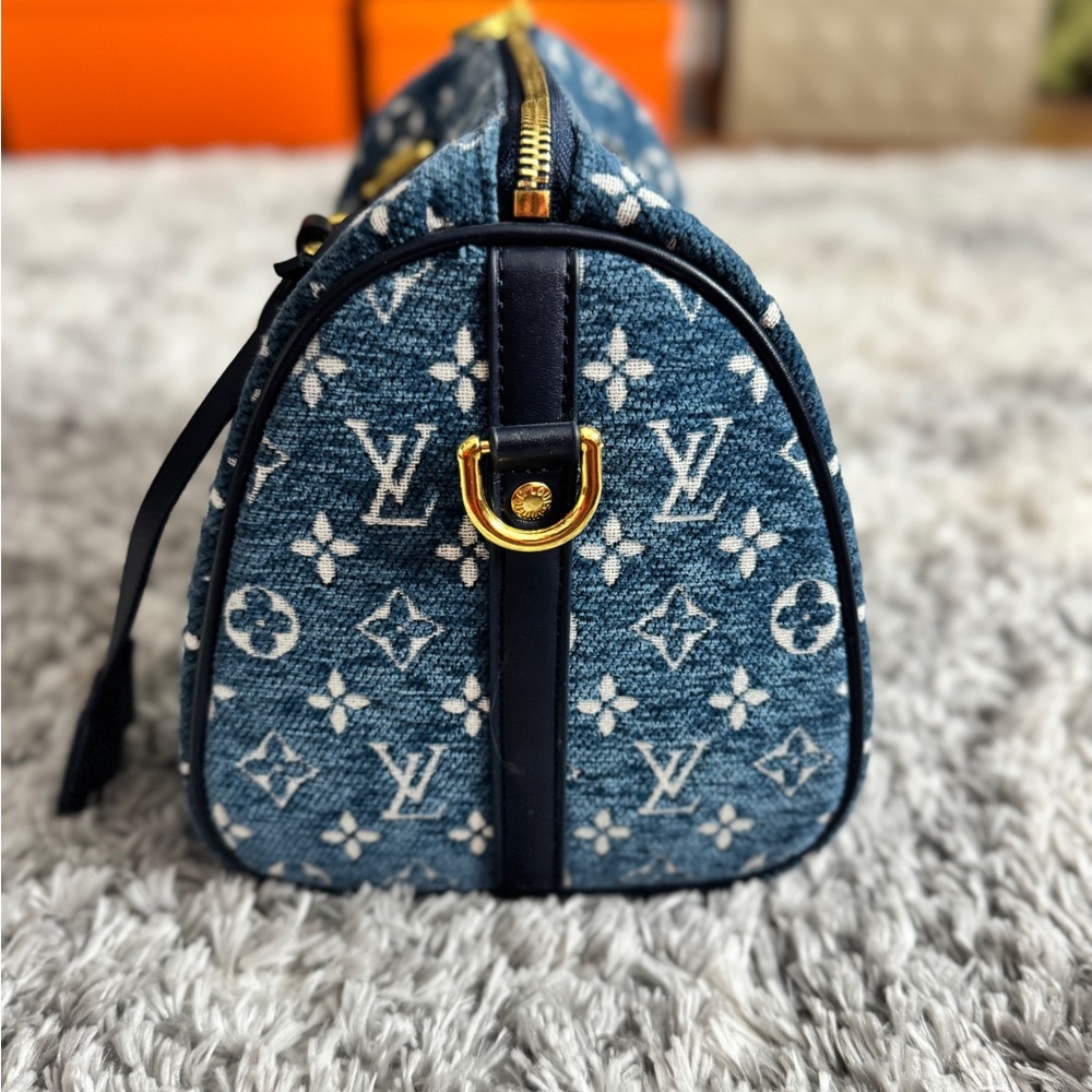 Blue Patterned Handbag - image 4